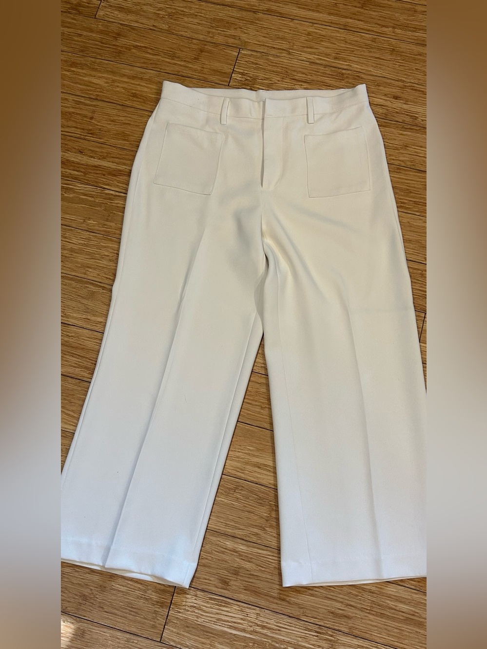 Lands' End High-Rise Wide Leg Scandi Girl Ivory Trousers Women’s 12 NWOT